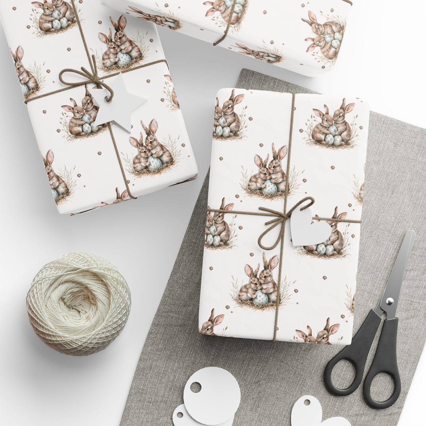 Innocent & Sweet Bunny Rabbit & Eggs Gift Wrapping Paper for Easter Gifts