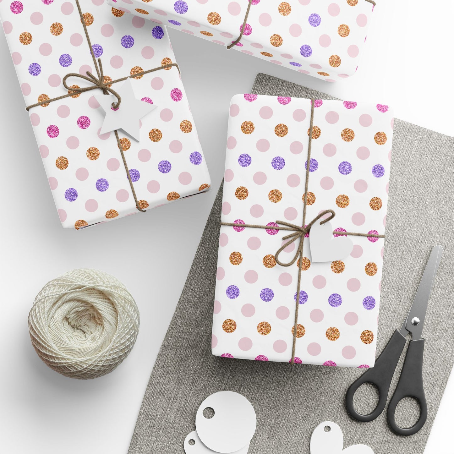 Vibrant Glitter Polka Dot Pink & Purple Gift Wrapping Paper