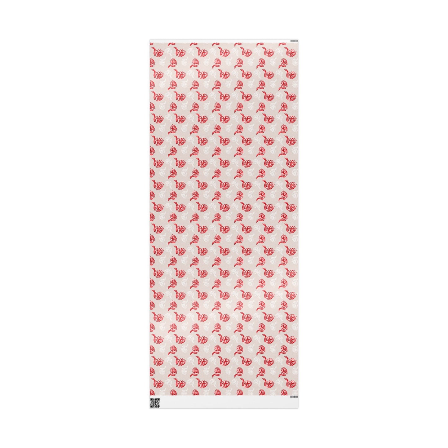 Valentine Pink and White Rose Etches Floral Wrapping Paper