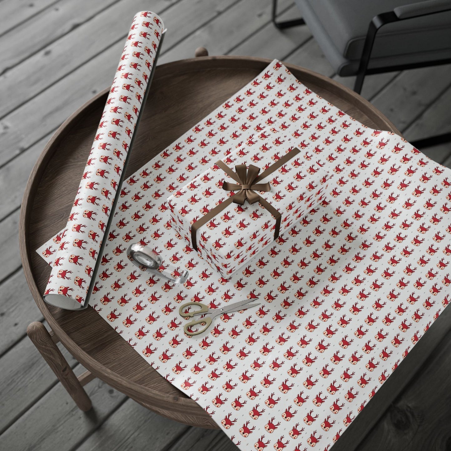 Kids Friendly Deer Holiday Gift Wrapping Paper