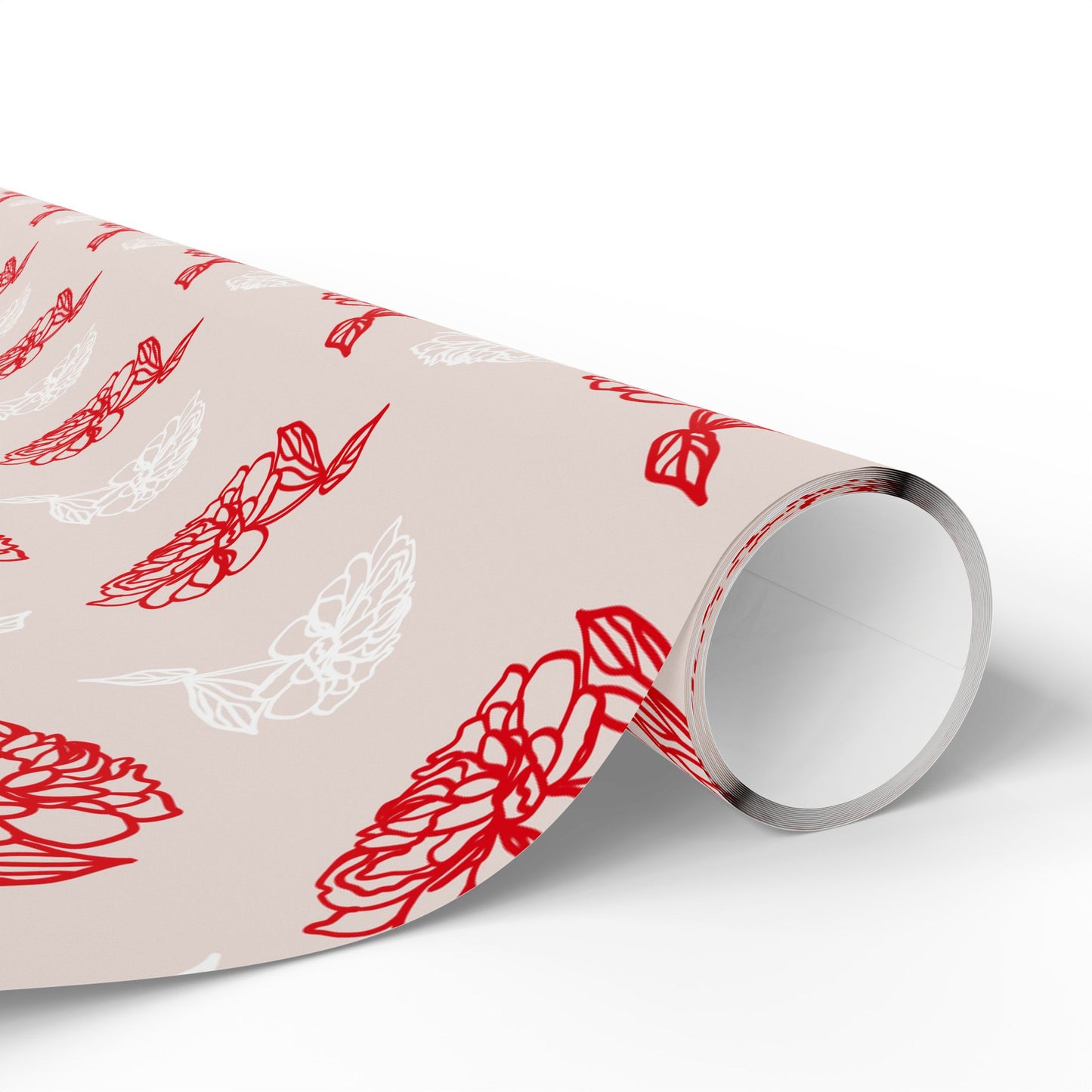 Valentine Pink and White Rose Etches Floral Wrapping Paper