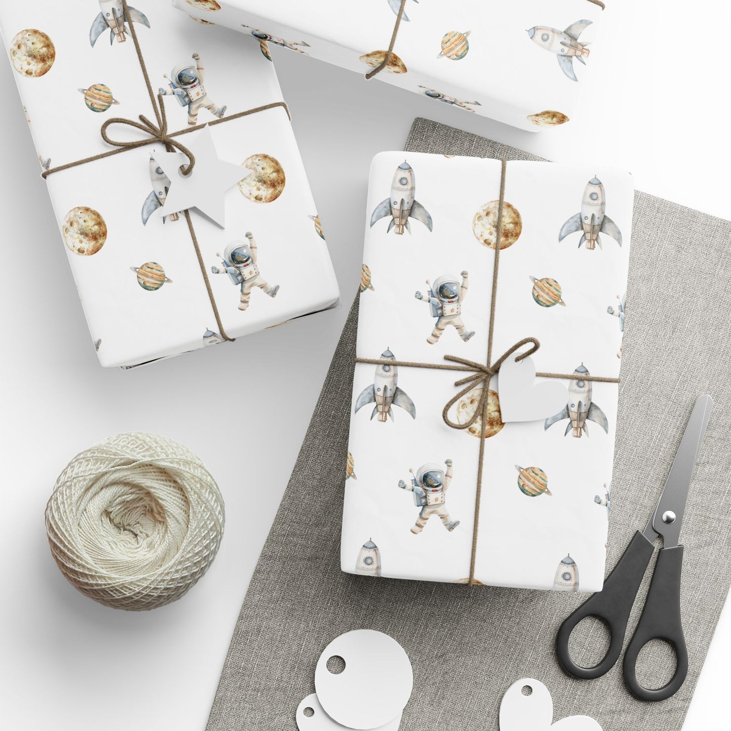 Kids Astronaut Space and Planet-Themed Gift Wrapping Paper for Celebrations