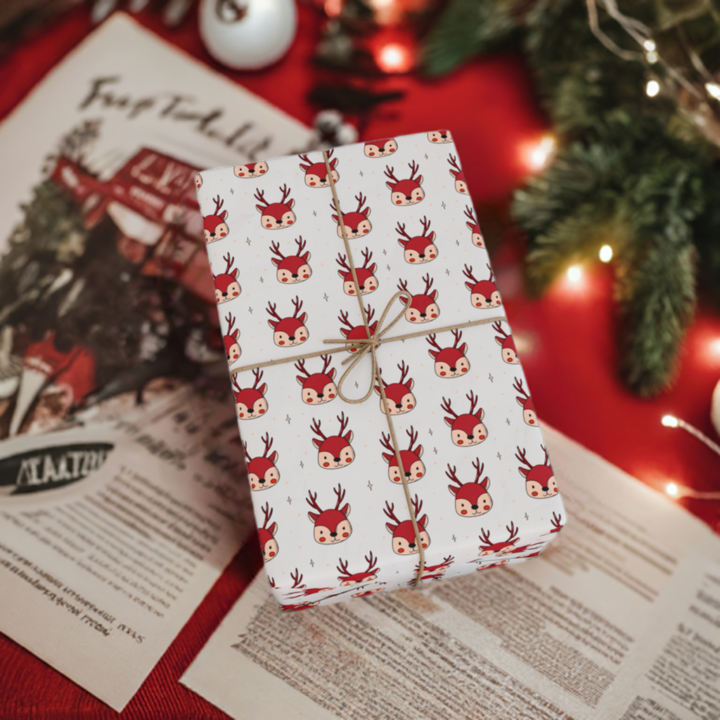 Kids Friendly Deer Holiday Gift Wrapping Paper