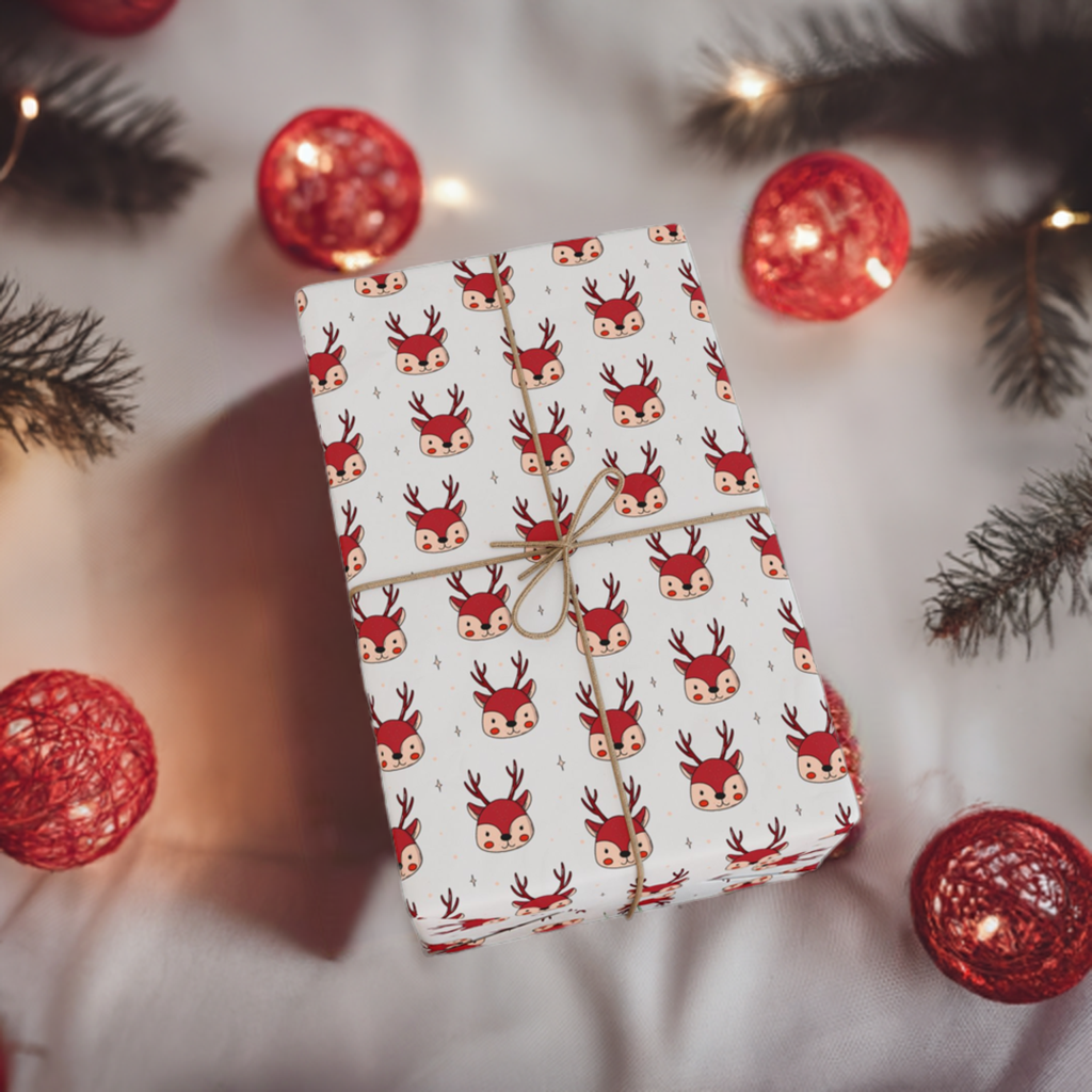 Kids Friendly Deer Holiday Gift Wrapping Paper