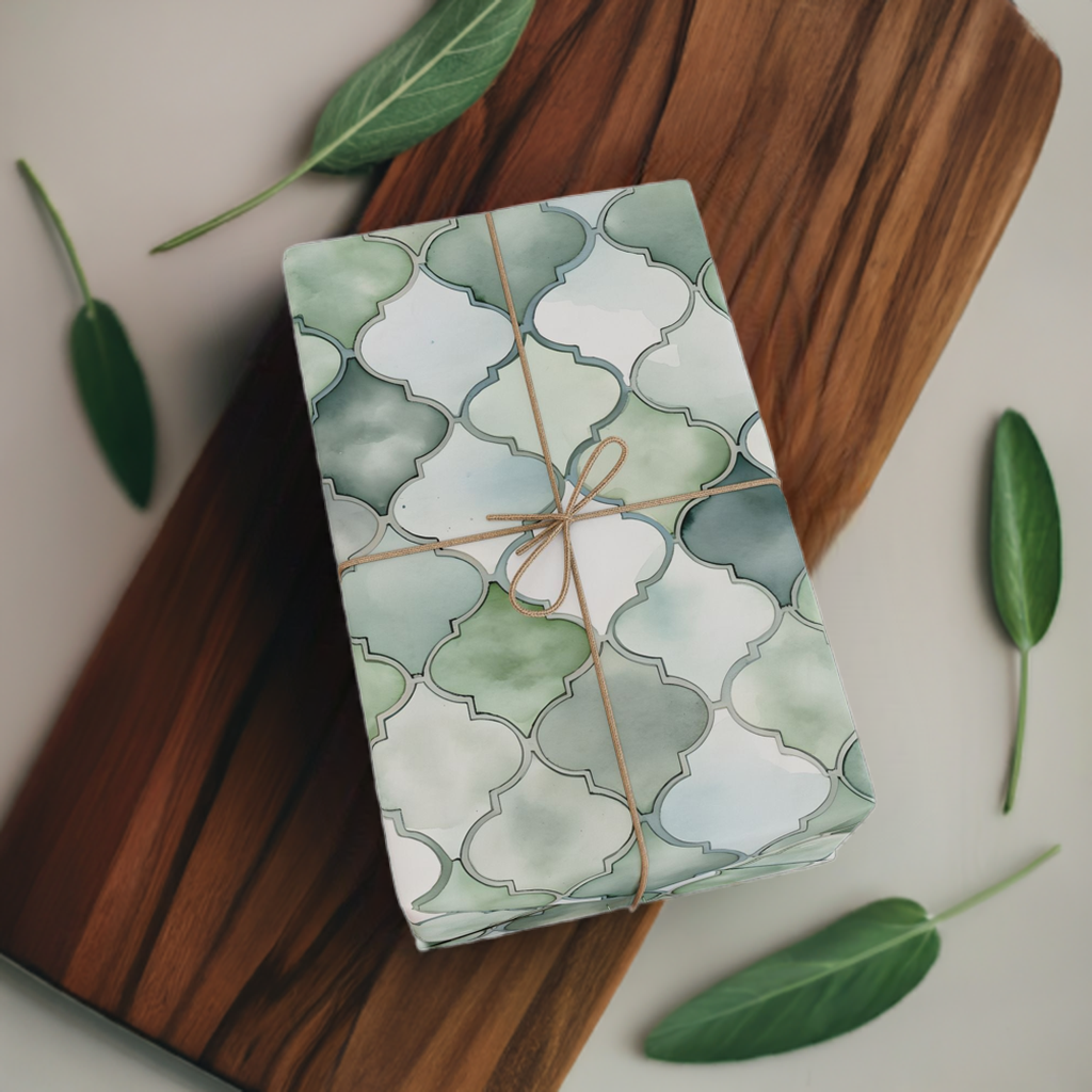 Sage Mosaic Tile Bundle! 2-Pack Includes Moroccan Mosaic and Zelligi Mosaic Tile Design Wrapping Paper