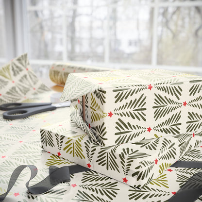 Retro Nordic Trees Holiday Gift Wrapping Paper