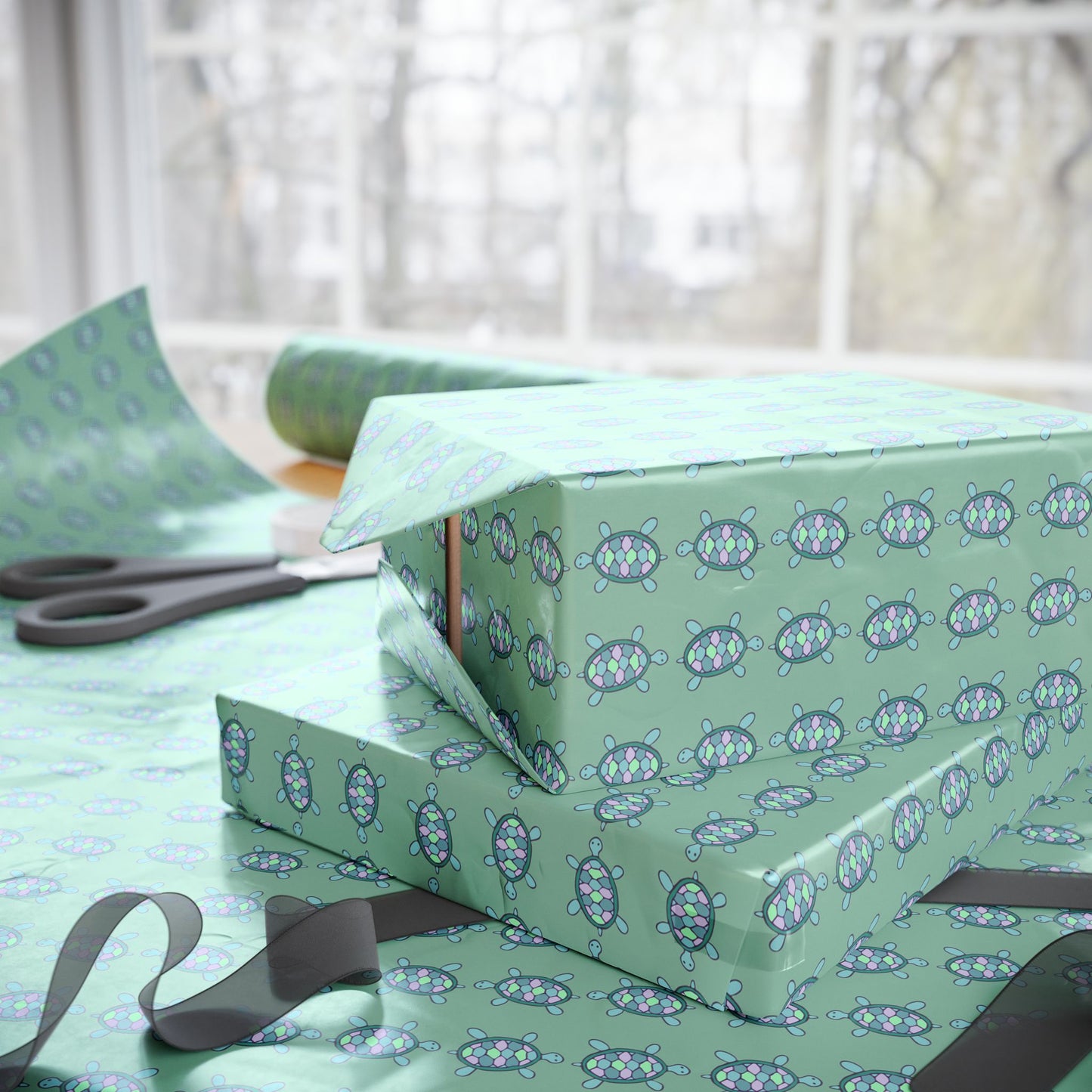 Friendly Cartoon Turtle Print Gift Wrapping Paper - Perfect for Gifts & Celebrations!