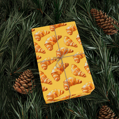 Charming Croissants on Yellow Gift Wrapping Paper