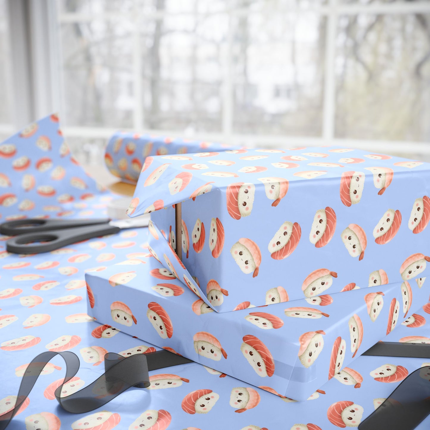 Adorable Nigiri Sushi-themed Wrapping Paper for Unique Gift Packaging