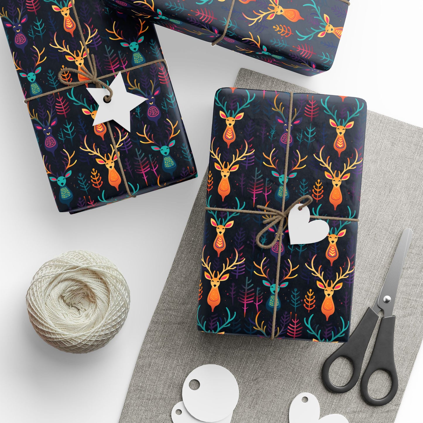 Neon Kids Reindeer Wrapping Paper