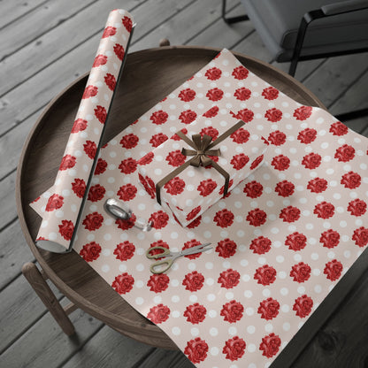 Gorgeous Vintage Rose and Polka Dot Pink Valentine Floral Polka Dot Gift Wrapping Paper