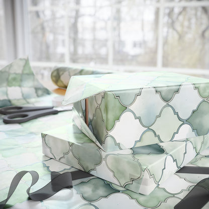 Sage Mosaic Tile Bundle! 2-Pack Includes Moroccan Mosaic and Zelligi Mosaic Tile Design Wrapping Paper