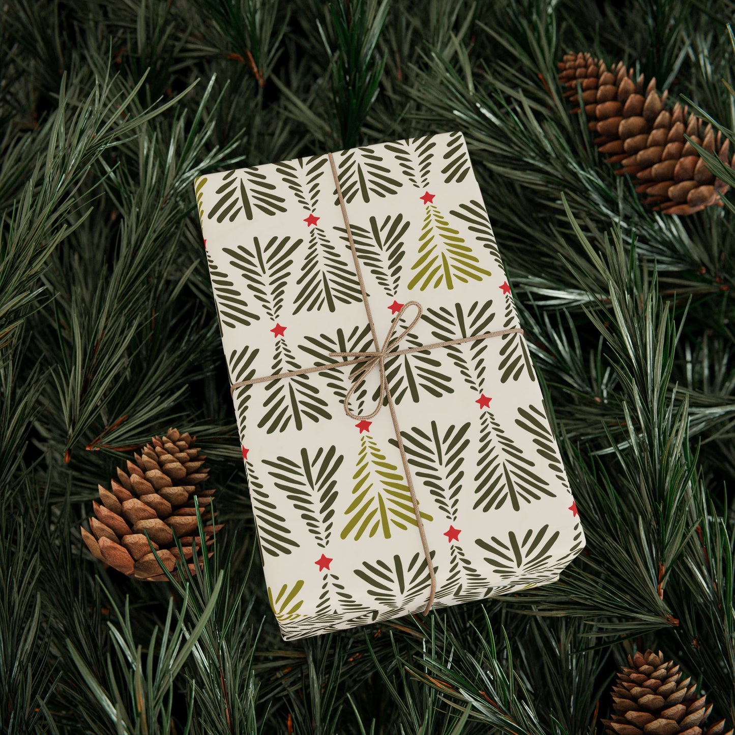 Retro Nordic Trees Holiday Gift Wrapping Paper