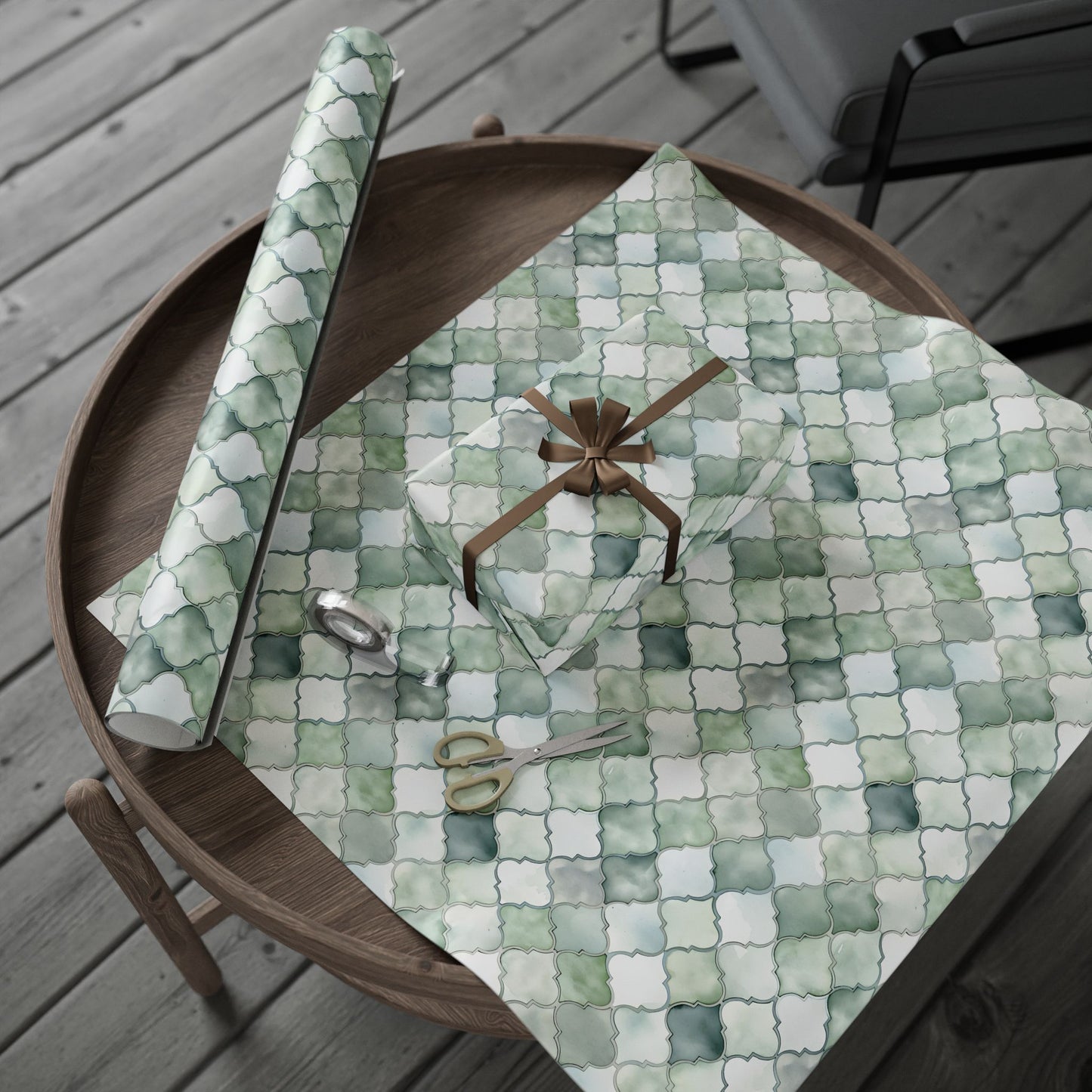 Sage Mosaic Tile Bundle! 2-Pack Includes Moroccan Mosaic and Zelligi Mosaic Tile Design Wrapping Paper