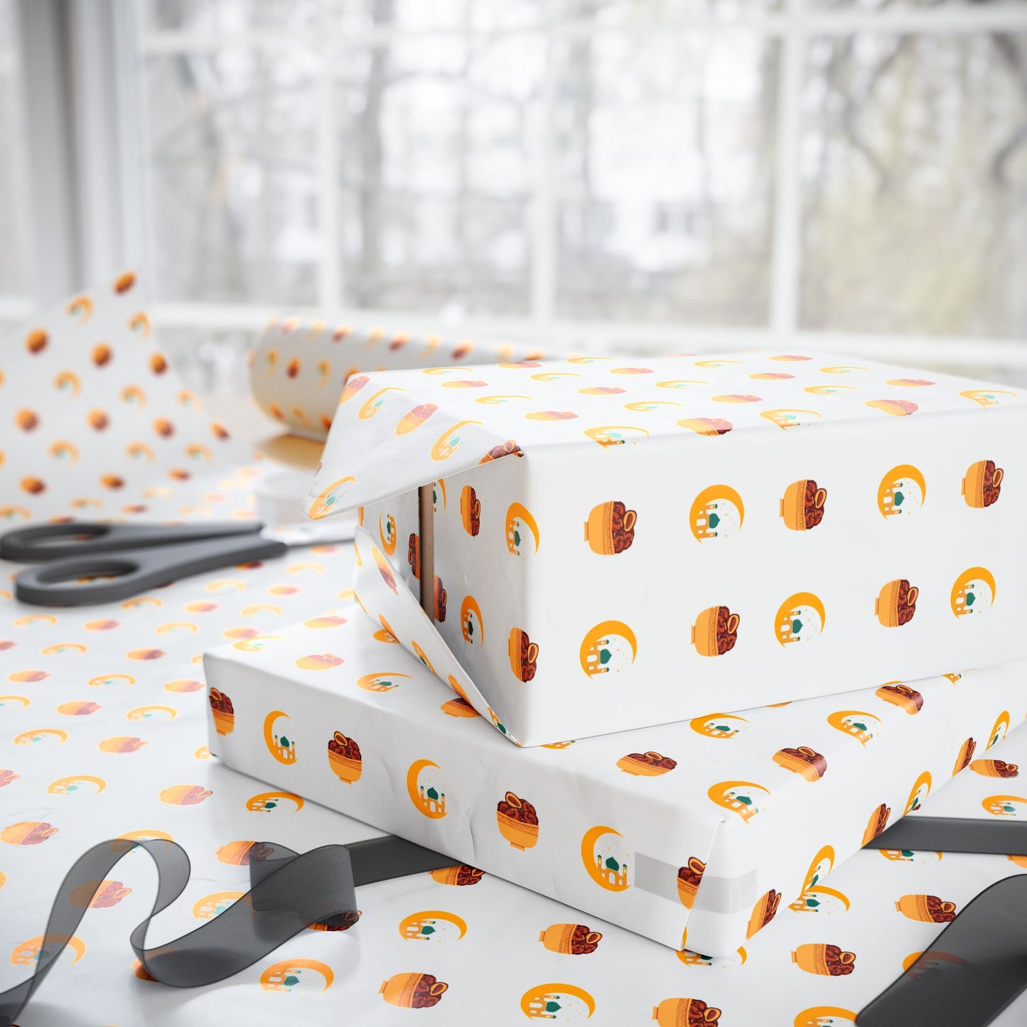 Ramadan Dates & Hilal Festive Holiday Wrapping Paper for Gifts - Cheerful Patterns for Every Celebration