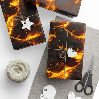 Volcanic Stone & Fire Earth Tones Wrapping Paper - Gem, Nature, Marble, Lava, Geode and Volcano Inspired Premium Gift Wrap Design for Elegant, Fun and Creative Gift Wrapping