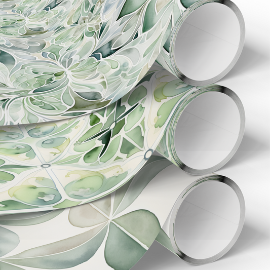 Sage Mosaic 3-Pack Wrapping Paper Bundle! Includes Almafi Coast, Chateau, and Florence Leaf Mosaic Tile Designs