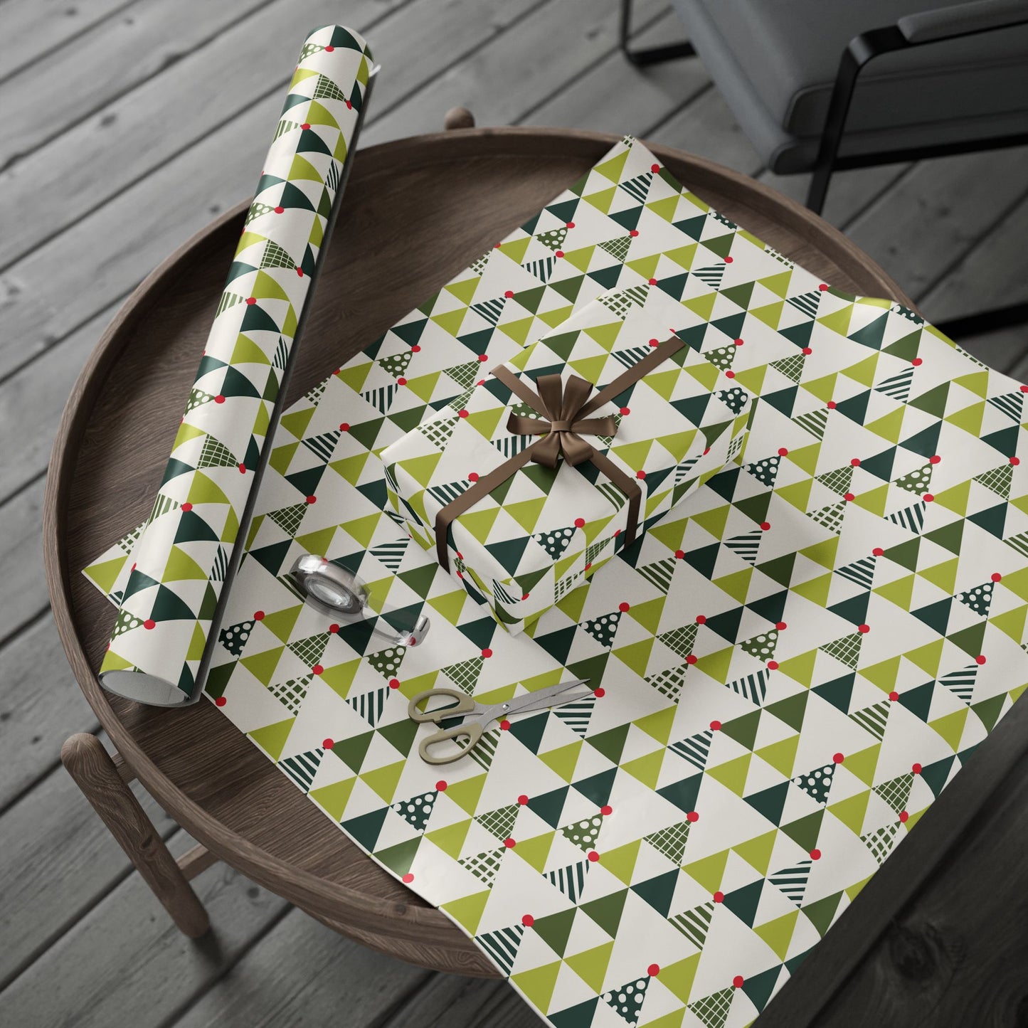 Retro Abstract Christmas Tree Gift Wrapping Paper