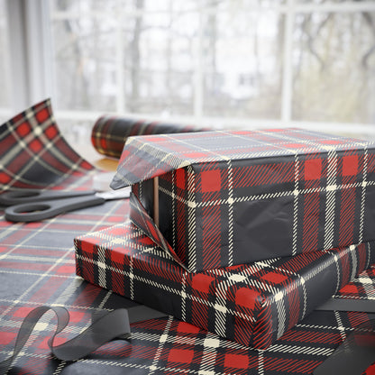 Retro Red Plaid Holiday Gift Wrapping Paper