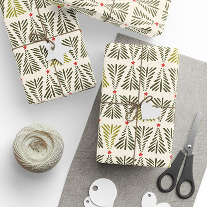 Retro Nordic Trees Holiday Gift Wrapping Paper