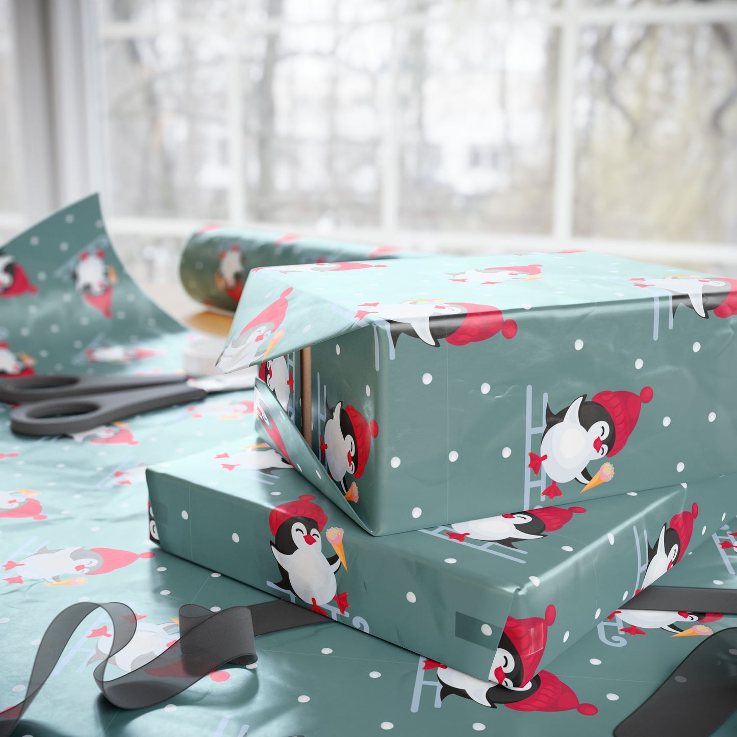 Playful Penguin Holiday Gift Wrapping Papers