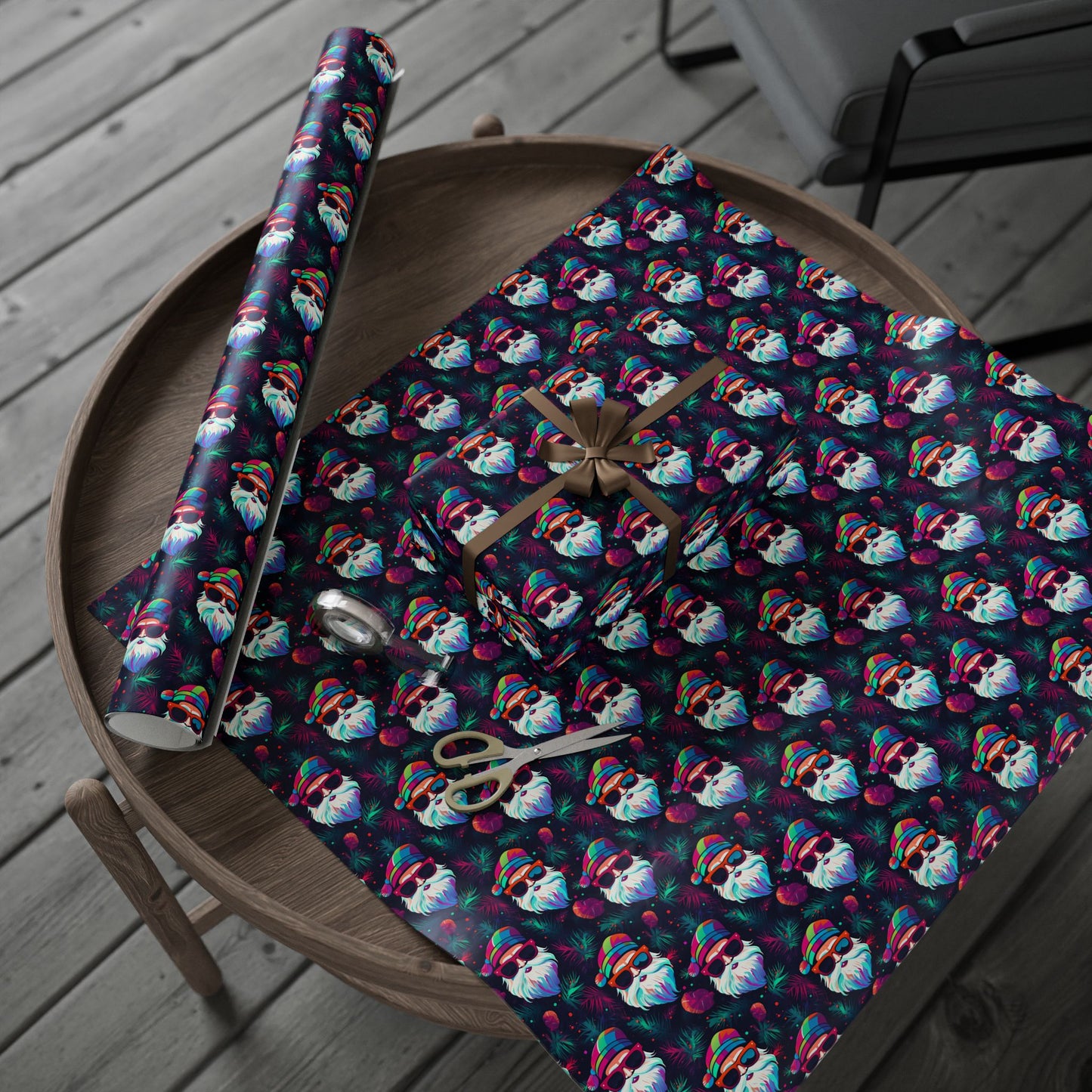 Neon Santas in Sunglasses Wrapping Paper