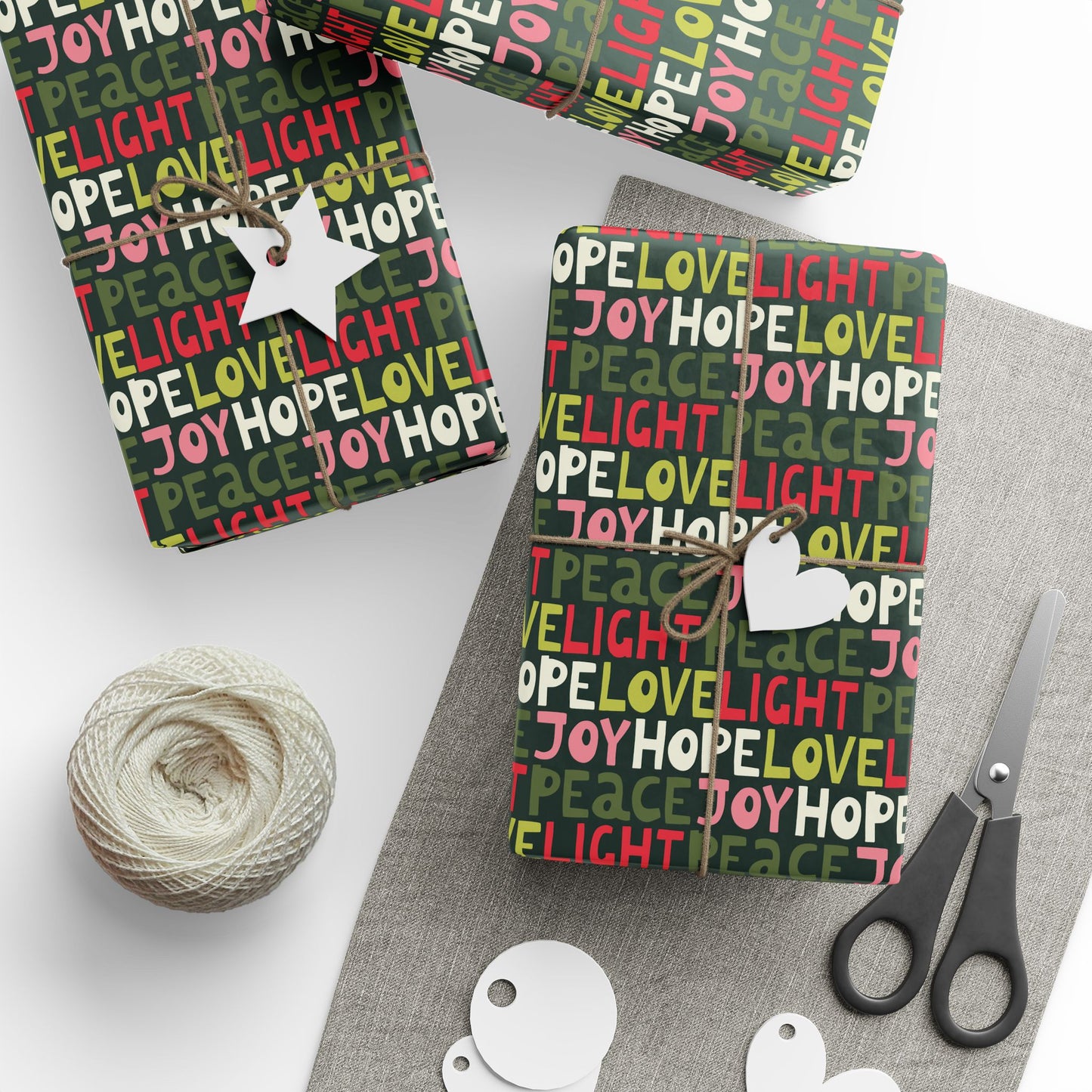 Retro Joyful Holiday Lettering Gift Wrapping Paper