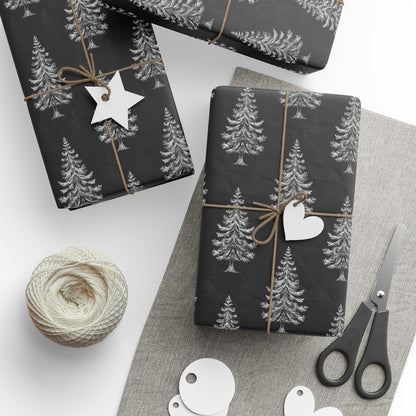 Elegant Black & Silver Trees Gift Wrapping Paper