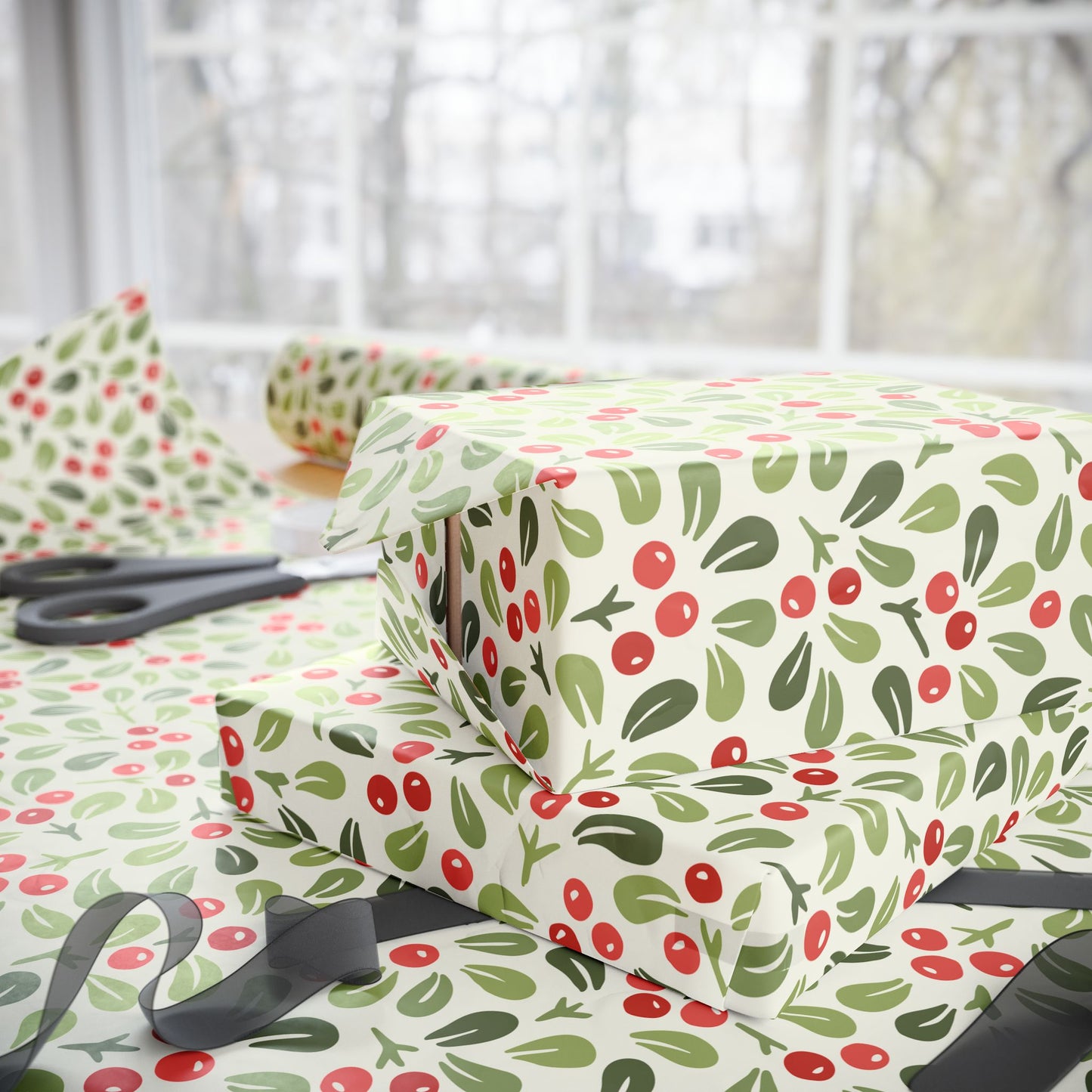 Retro Lovely Mistletoe Gift Wrapping Paper