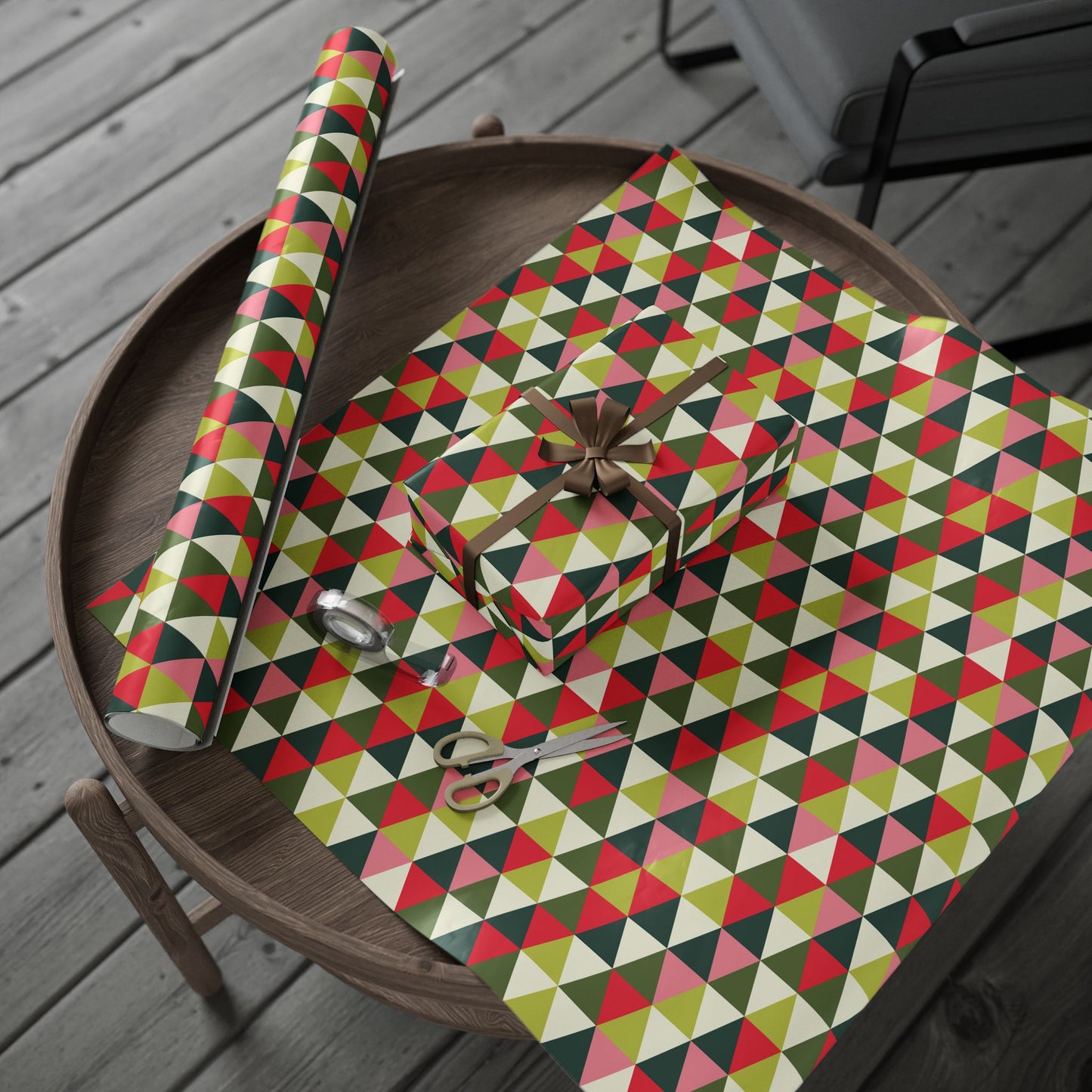 Retro Geometric Pattern Holiday Gift Wrapping Paper