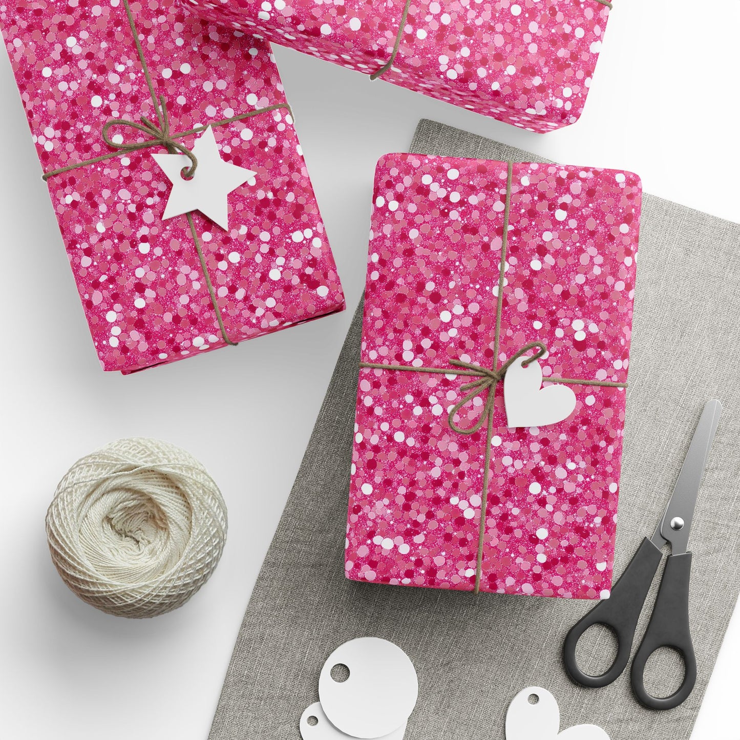 Hot Pink Sparkling Printed Glitter Wrapping Papers for Celebrations and Gifts