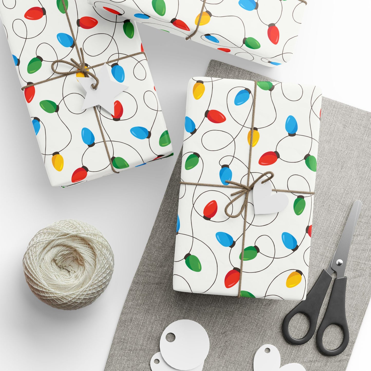 Classic Colorful Festive Holiday Lights Gift Wrapping Paper