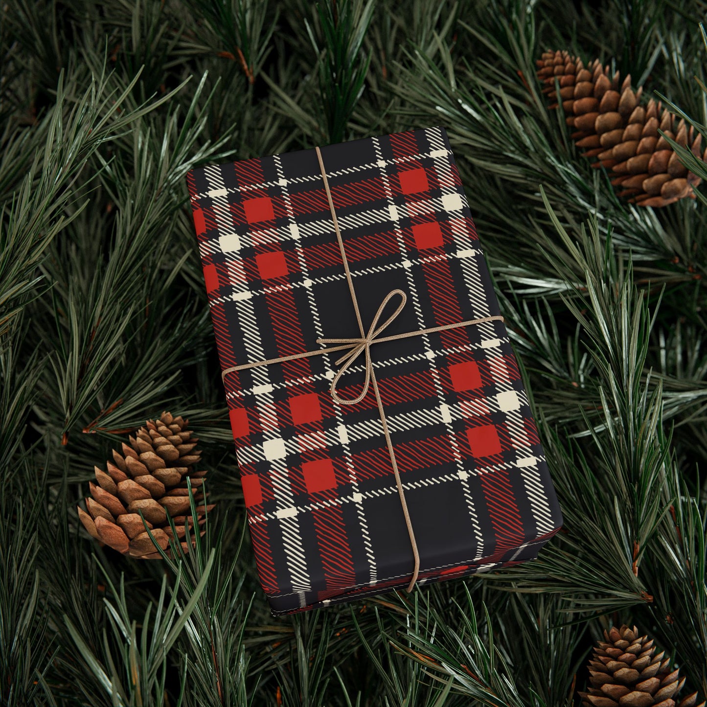 Retro Red Plaid Holiday Gift Wrapping Paper