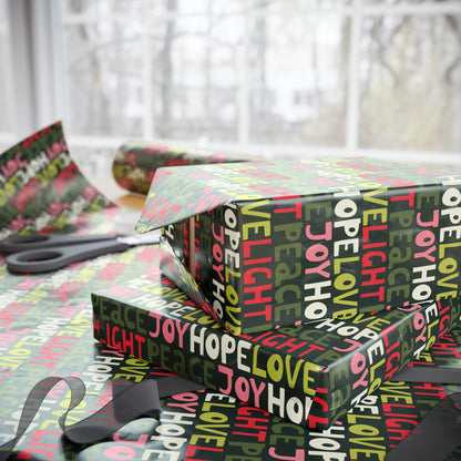 Retro Joyful Holiday Lettering Gift Wrapping Paper