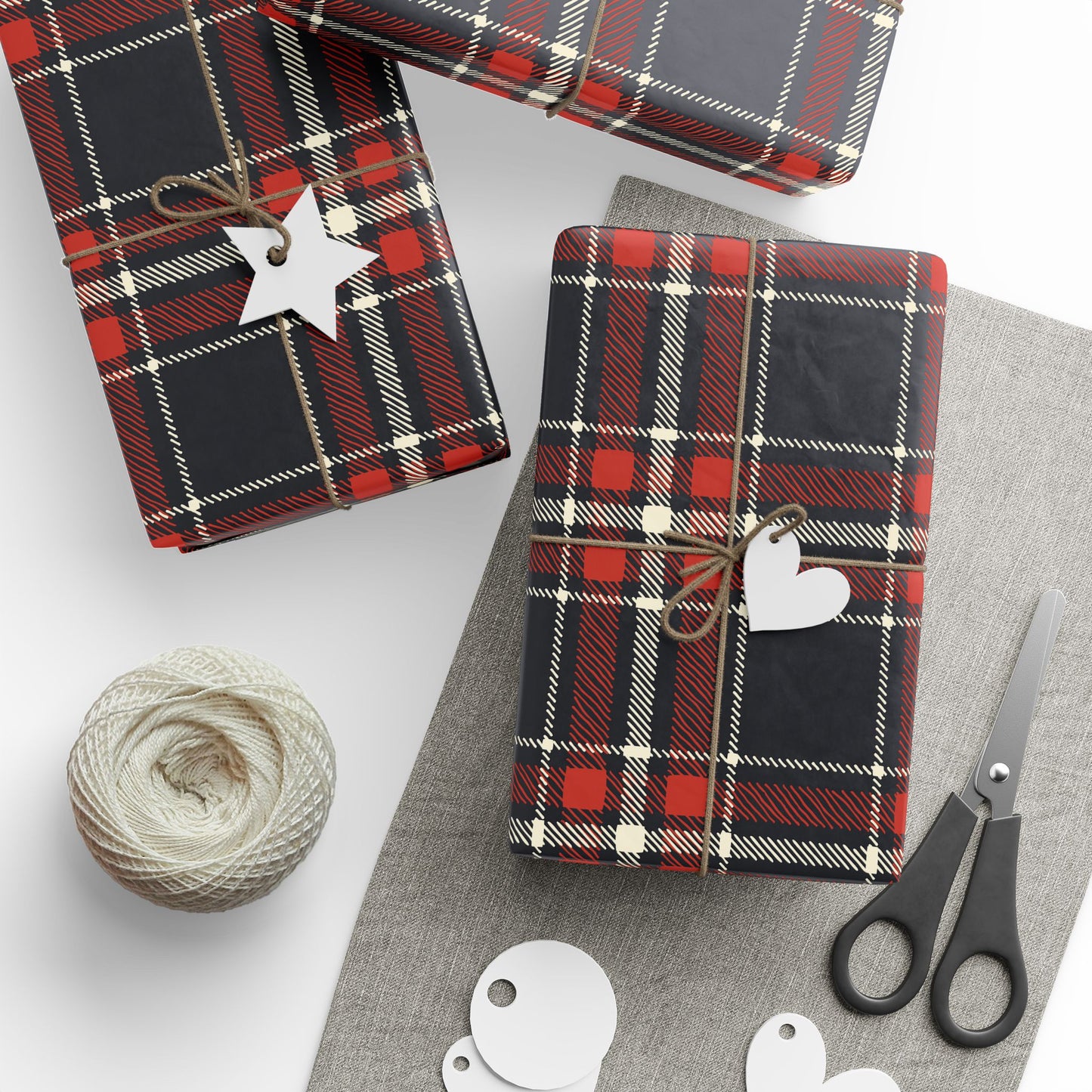 Retro Red Plaid Holiday Gift Wrapping Paper