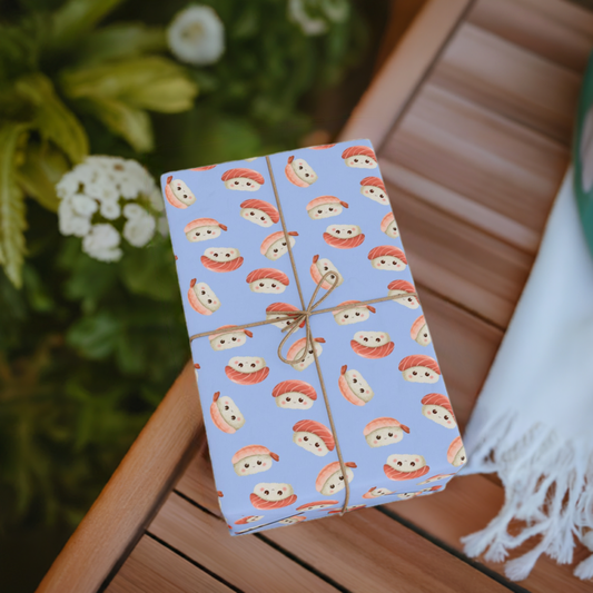 Adorable Nigiri Sushi-themed Wrapping Paper for Unique Gift Packaging