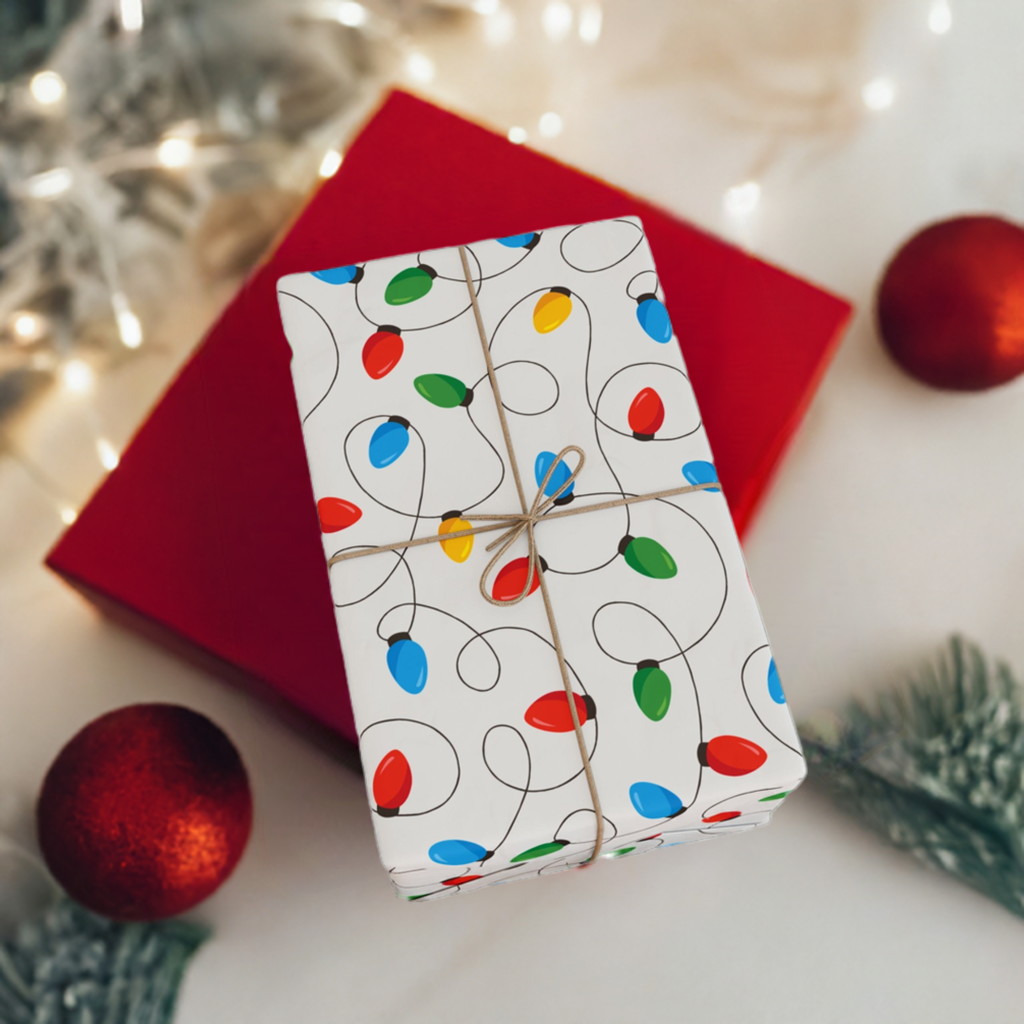 Classic Colorful Festive Holiday Lights Gift Wrapping Paper