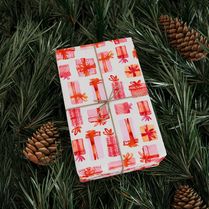 Festive Pink Ornaments Gift Wrapping Paper