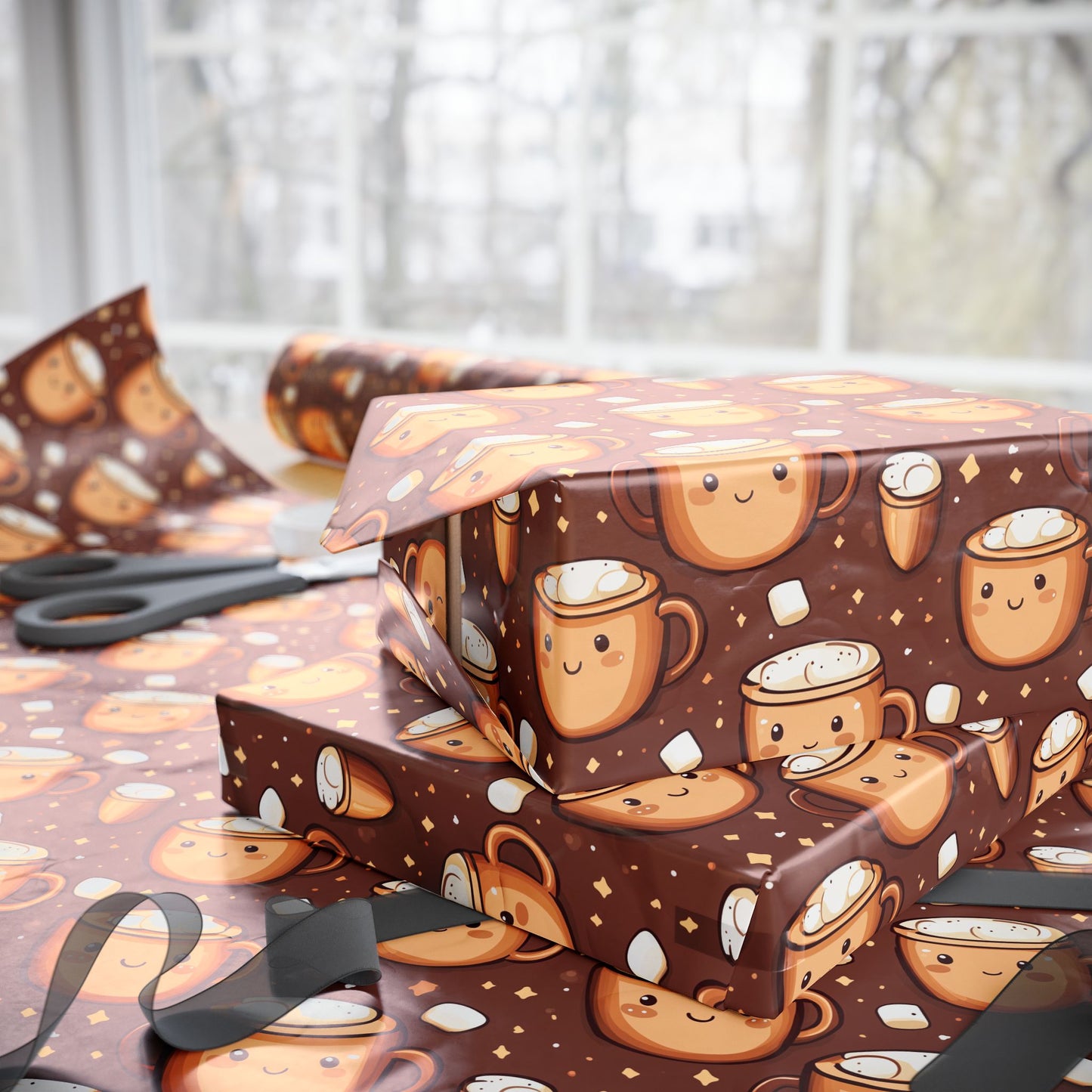 Cute Kawai Hot Chocolate Wrapping Paper