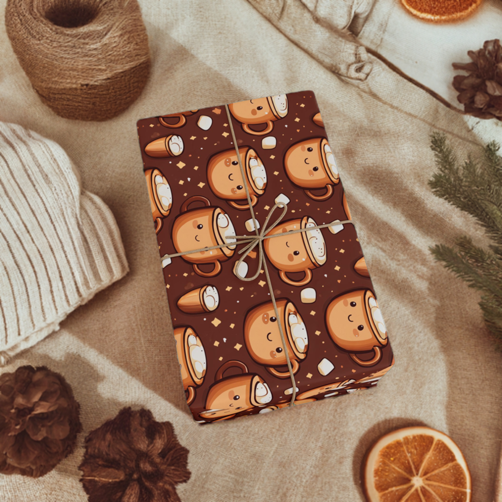 Cute Kawai Hot Chocolate Wrapping Paper