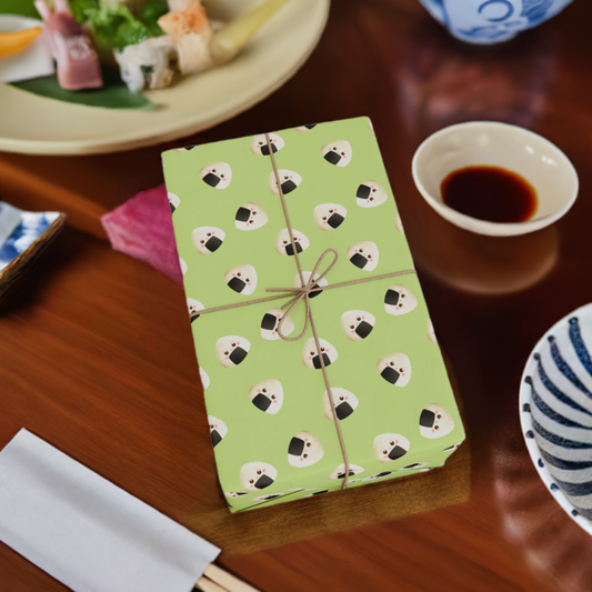 Cute Onigiri Sushi-Themed Wrapping Paper