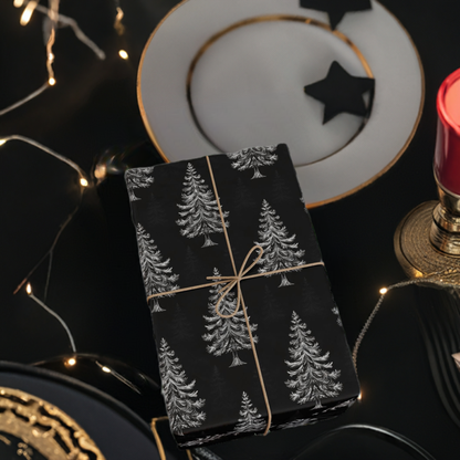 Elegant Black & Silver Trees Gift Wrapping Paper