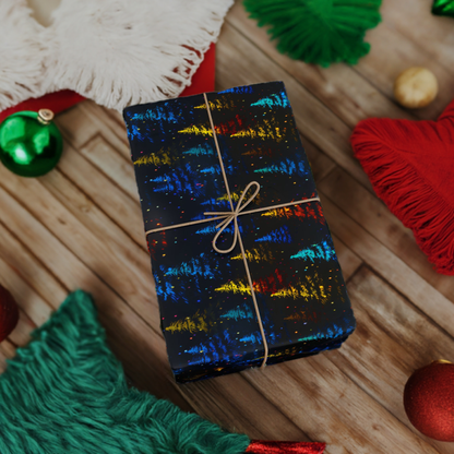 Multi-Colored Neon Christmas Trees Wrapping Paper