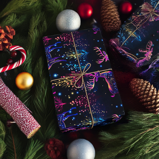 Neon Reindeer Wrapping Paper