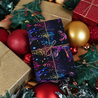 Neon Reindeer Wrapping Paper