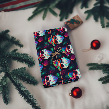 Neon Santas in Sunglasses Wrapping Paper