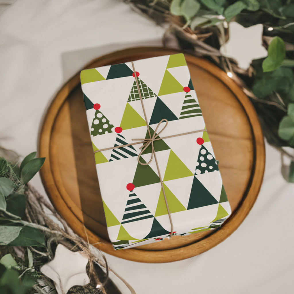 Retro Abstract Christmas Tree Gift Wrapping Paper