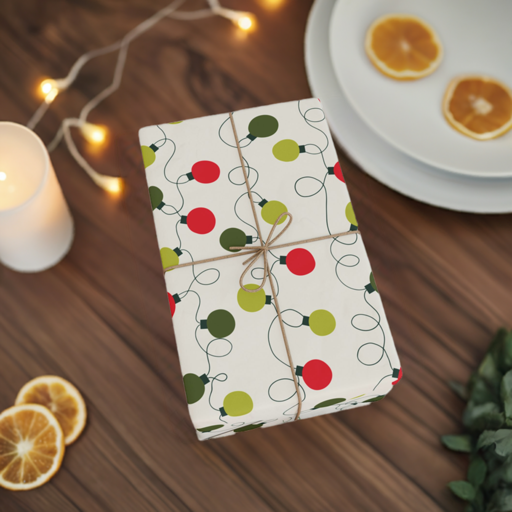 Retro Christmas Lights Gift Wrapping Paper