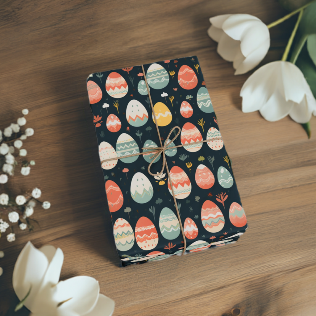 Retro Easter Egg Wrapping Paper - Cute and Colorful Easter Egg Gift Wrapping Paper for Holidays & Celebrations