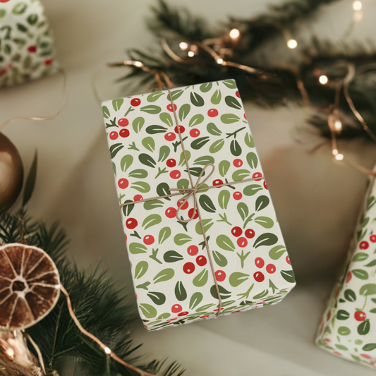 Retro Lovely Mistletoe Gift Wrapping Paper